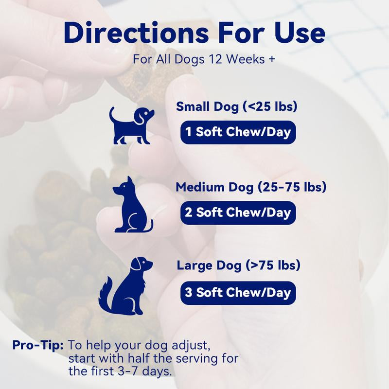 8-In-1 Multivitamin Soft Chews for Dogs – Probiotics, Gut & Immune Support – Natural Pork Flavor