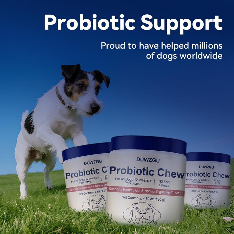 Probiotics for Dogs Natural Pork Flavor Supplement Chews Tablets