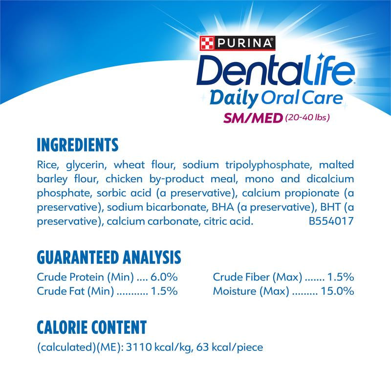 Purina Dentalife Daily Oral Care Chicken Flavor Dog Dental Chews Treats
