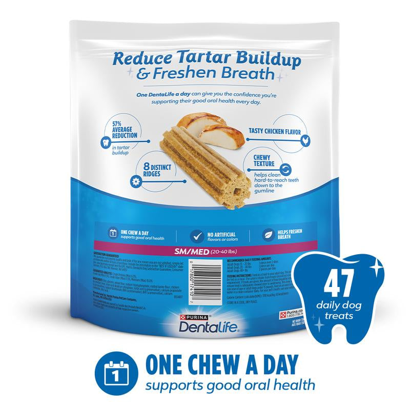 Purina Dentalife Daily Oral Care Chicken Flavor Dog Dental Chews Treats