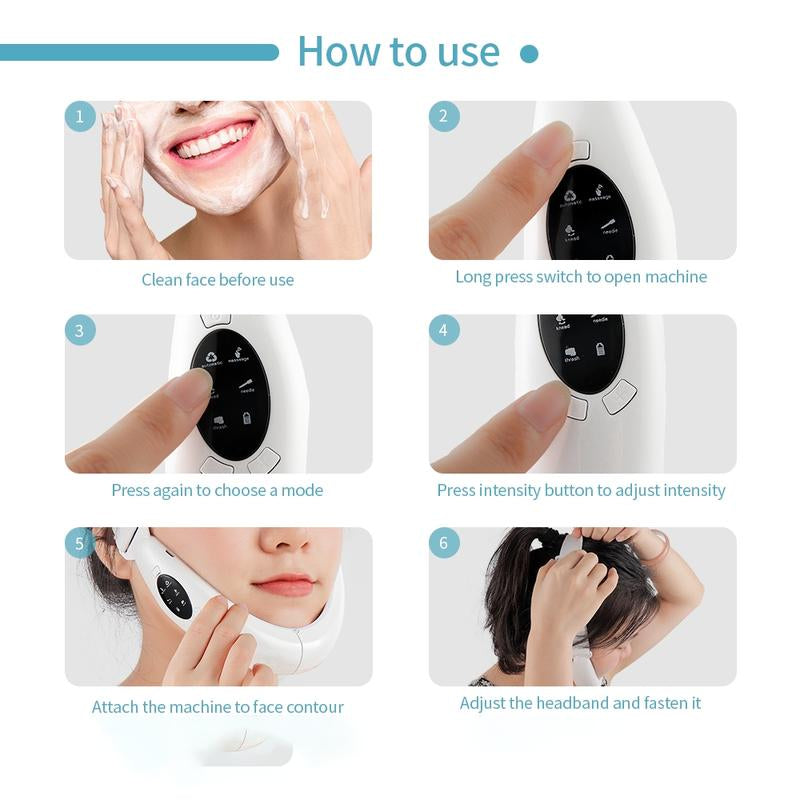 Electric Facial Slimming Device, V-Line Face Lifter, Dual Chin Lift Tool, Adjustable, Ideal Skin Care Gift, Anti-Double Chin, Firming