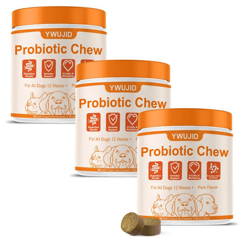 8-In-1 Multivitamin Soft Chews for Dogs – Probiotics, Gut & Immune Support – Natural Pork Flavor