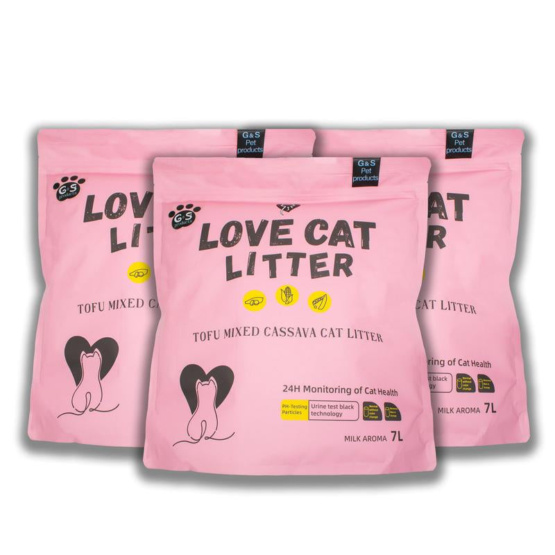 Ph-Sensing Cat Litter 5.5Lb Mixtofu+Cassava Formula - Real-Time Health Monitoring, Ultra Clumping, Odor Control, Suitable for Cats