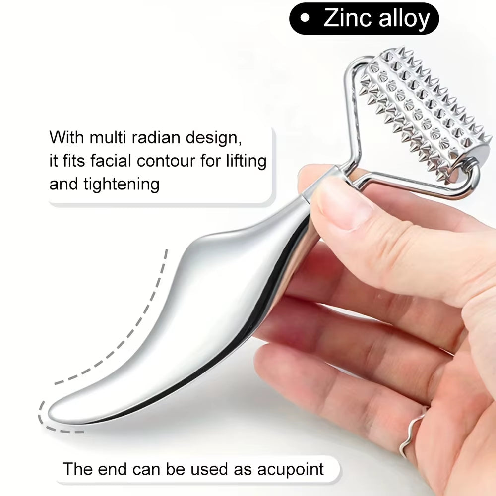 Gua Sha Facial Tools Face Roller Massage Skin & Stainless Steel Gua Sha 2-In-1 Suitable for Daily Skin Care of Body Face Neck