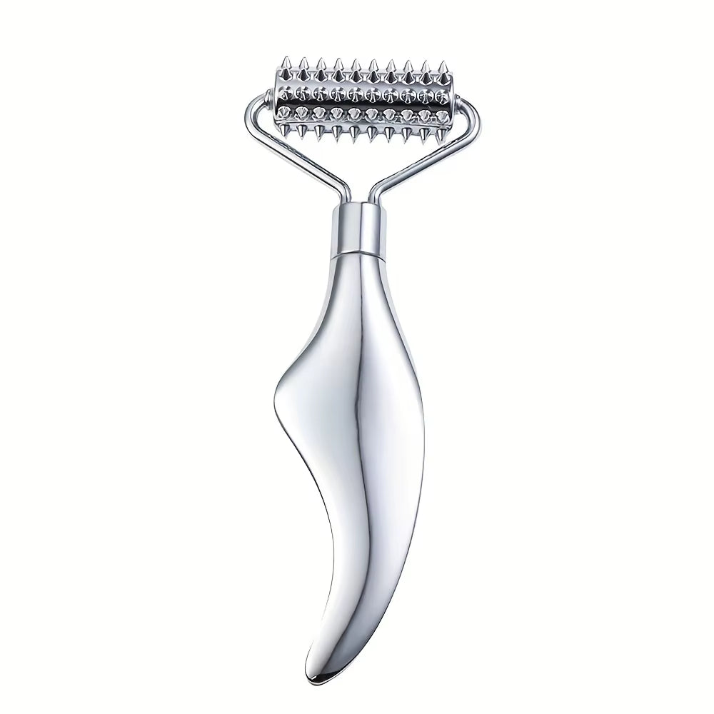 Gua Sha Facial Tools Face Roller Massage Skin & Stainless Steel Gua Sha 2-In-1 Suitable for Daily Skin Care of Body Face Neck