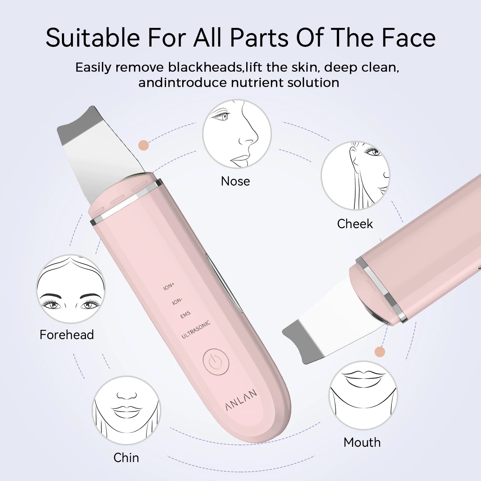 Ultrasonic Skin Scrubber Deep Cleaning Limpieza Facial Pore Spatula EMS Facial Lifting Ultrasonic Peeling Skin Care Tool