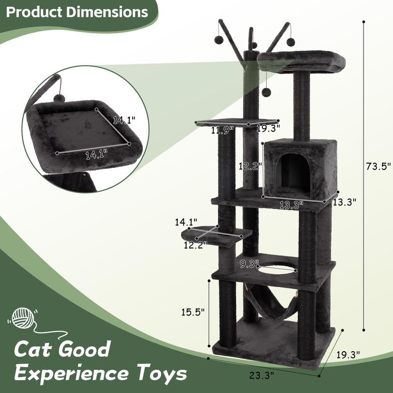Petlife Halloween Cat Tree with Pumpkin & Ghost Design Cozy Beds Multi-Level Platforms Scratching Posts & Hanging Toys for Indoor Cats